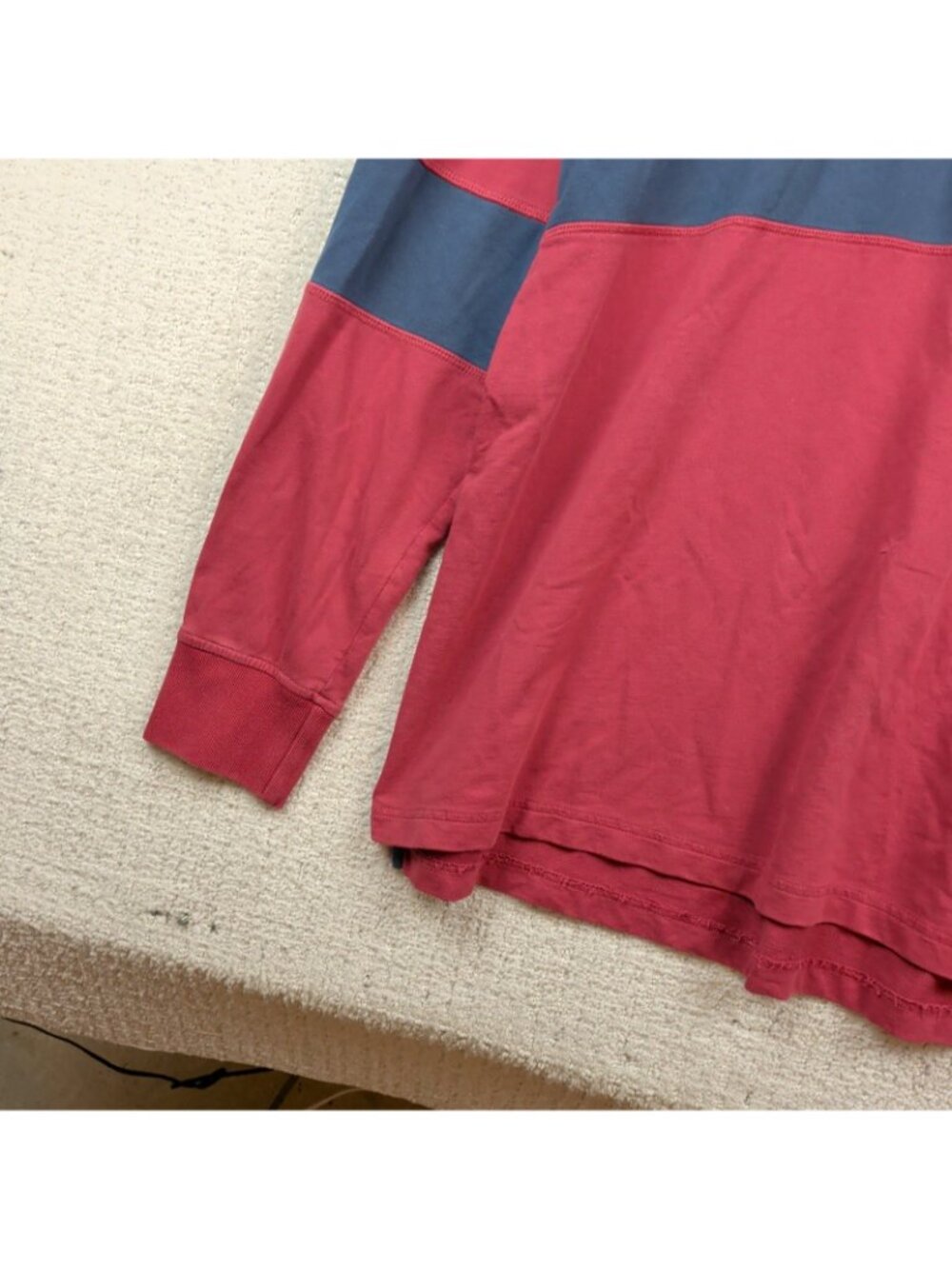 Nautica Rugby Quarter Zip Pullover Shirt Mens Size L Color block Preppy Red - Picture 3 of 11